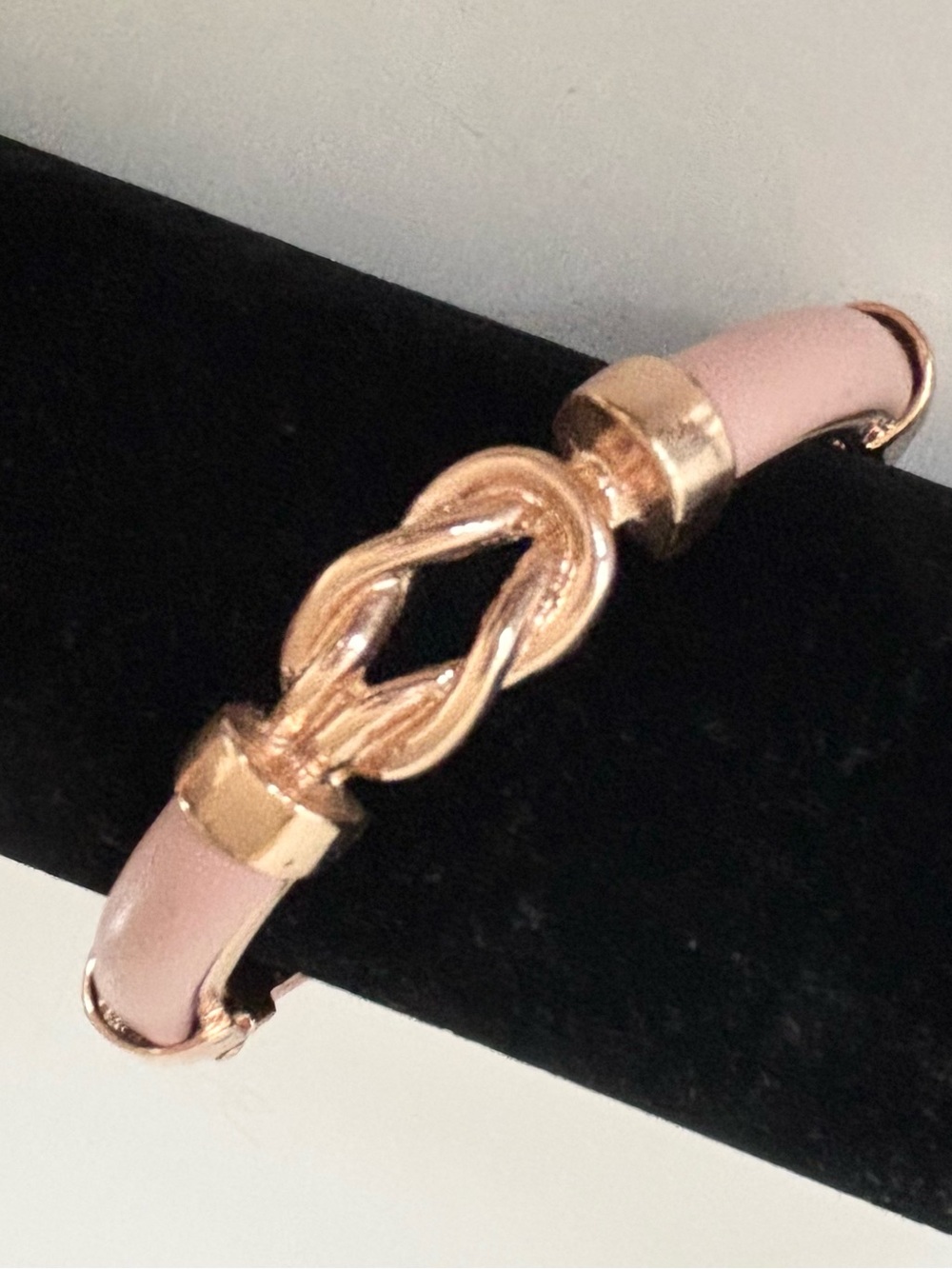 Rose Gold Plated and Blush Pink Hinged Bangle Bracelet